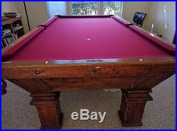Antique 1890 1900 Brunswick Billiards / Pool Table with Providence, Red Felt