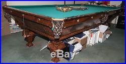 Antique 1895 Brunswick Popular Model Monarch Pool Table 9-Foot Full Size
