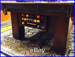 Antique 1917 BBC Jefferson Billiards Pool Table Mahogany Veneer Oak Rails
