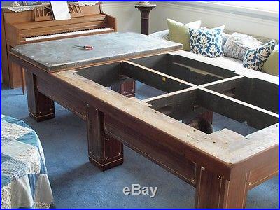 Antique 1926 Brunswick 3-Cushion Billiard Table, Ivory Inlays