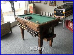 Antique 5 Cent Billiardette Miniature Floor Pool Table Rare Mint Condition