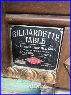 Antique 5 Cent Billiardette Miniature Floor Pool Table Rare Will Ship