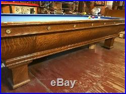 Antique 5x10 carom billiard table circa 1908 tiger wood in excellent condition