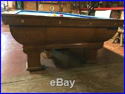 Antique 5x10 carom billiard table circa 1908 tiger wood in excellent condition