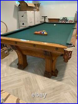Antique 9' Brunswick Pfister pool table