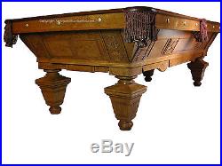 Antique Billiard/Pool/Brunswick Balke Collender Manhattan 8' Carved Pool Table