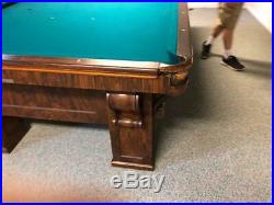 Antique Brunswick 3 Cushion and Pocket Billiards table 5 by 10 Circassion Walnut