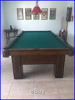 Antique Brunswick 9' Pool Table with ball return. Mint Condition One of A Kind