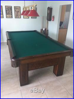 Antique Brunswick 9' Pool Table with ball return Refurbished Looks Brand New