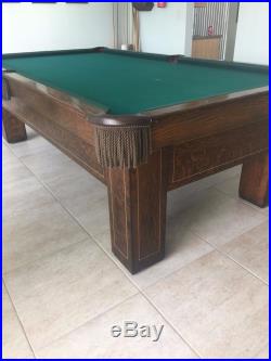 Antique Brunswick 9' Pool Table with ball return Refurbished Looks Brand New