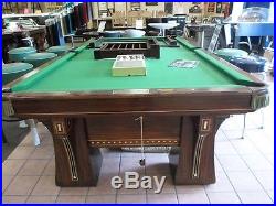 Antique Brunswick Arcade 9ft. Pool Table
