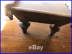 Antique Brunswick Balke Collender Monarch Pool Table with Cues, Balls and Racks
