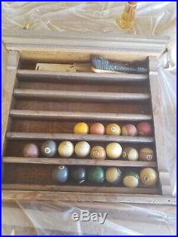 Antique Brunswick Balke Collender Monarch Pool Table with Cues, Balls and Racks