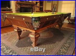 Antique Brunswick Balke Collender Popular 8' Pool Table Rosewood Maple Restored