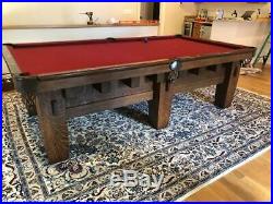 Antique Brunswick Billiards 9' Mission Arts and Crafts Era Pool Table