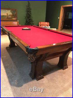 Antique Brunswick Billiards Pool Table 9' Pfister