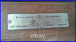 Antique Brunswick Blake Collender Snooker Pool Table Nameplate