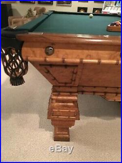 Antique Brunswick Griffith @1880 bridseye maple, bamboo STUNNING pool table