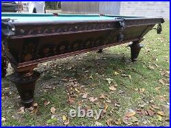 Antique Brunswick Inlaid Rosewood Monarch Pool Table