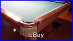 Antique Brunswick Newport Pool Table with Ball Return & Many Extras c. Early 1900s
