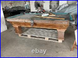 Antique Brunswick Pool Table ready to move and refelt 96 by 54