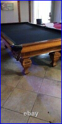 Antique Brunswick Popular Birdseye Maple 9Ft Billiards Table 3-Piece Slate Top