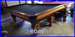 Antique Brunswick Popular Birdseye Maple 9Ft Billiards Table 3-Piece Slate Top