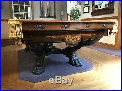 Antique Cats Paw Brunswick Pool Table 1845-1960
