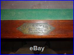 Antique Clark Herd Manufacturing Co. Pocket Billiard Pool Table -Circa 1875