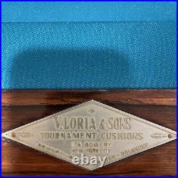 Antique Columbia 1920s 10' X 5.5' pool table Inlaid Wood Leather Slate Brunswick