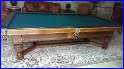 Antique Elizabethan Brunswick 1927 Billiard Table, 5.5 x 9, Walnut finish