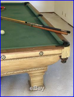 Antique Newport Pool Table By Brunswick-balke-collender Co. Monarch Cushions
