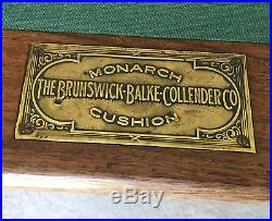 Antique Newport Pool Table By Brunswick-balke-collender Co. Monarch Cushions