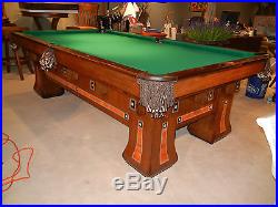 Antique Pool Table. 8' Oversized A E Schmidt - Perfectly Restored