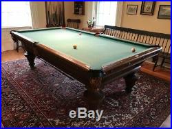 Antique Pool Table (9 foot, Schwikert & Sons, 1890s, with original accessories)