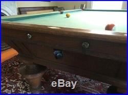 Antique Pool Table (9 foot, Schwikert & Sons, 1890s, with original accessories)