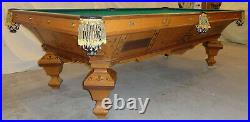 Antique Pool Table J E Came made Brilliant Novelty STYLE 9 ft. Birds-eye maple