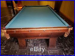 Antique Rosato-Barry-Street Co. Slate Pool Table with Leather Strap Pockets