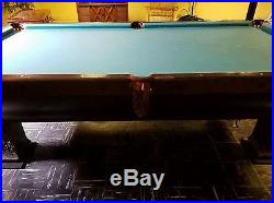 Antique Rosato-Barry-Street Co. Slate Pool Table with Leather Strap Pockets