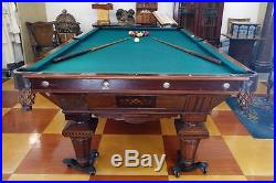 Antique c. 1880 J. E. CAME & CO. Rosewood Billiard Table 9' Aesthetic Movement