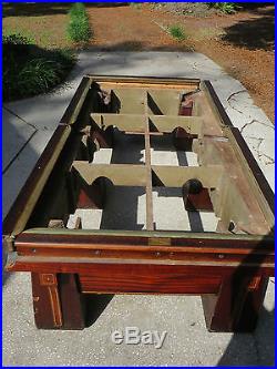 Antique c 1920's Brunswick Pool Billiard Snooker Table 6 Leg Arcadian Model