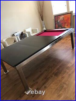 Aramith Brushed Stainless Steel w Brown Top Fusion Pool Table + Extras USED