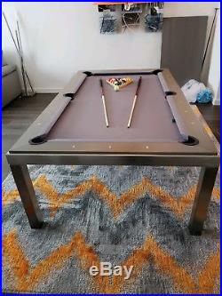 Aramith Brushed Stainless Steel w Grey Oak Wood Top Fusion Pool Table