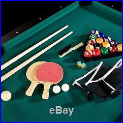 Arcade 6 Ft Billiard Pool/Tennis Ping Pong Combo Table 8 Ball Que Stick Paddles