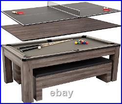 Atomic 7' Hampton 3-In-1 Combination Table Includes Billiards, Table Tennis, and