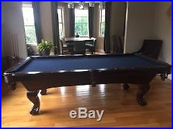 Augusta 8 Ft Slate Pool Table With Brown Maple Finish With Blue Felt