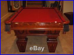 Authentic Brunswick Bensinger Mahogany 8x4 Pool Billiard Table Plays Amazing