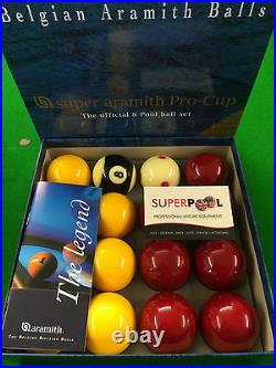 BELGIAN ARAMITH PROCUP TOURNAMENT 2 Pool Balls with 17/8 Cue Ball By SUPERPOOL