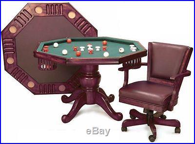 BUMPER TABLE POOL TABLE POKER TABLE 3 IN 1 OCTAGON TABLE 48 MAHOGANY FINISH