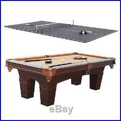 Barrington 8' Square Leg Billiard Pool Table & Table Tennis Top with Accessories